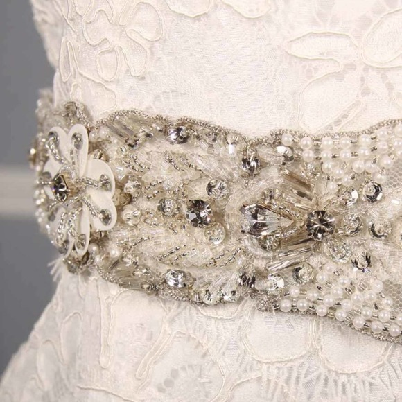 Justina Atelier Diamond White Embellished Beaded Bridal Wedding Dress Sash Belt main image 4